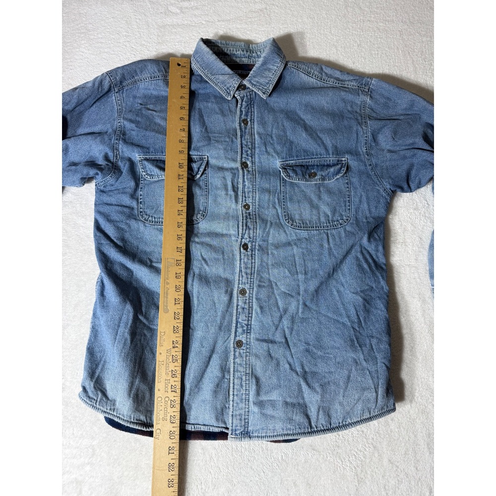 Levi Strauss Denim‎ Shirt Jacket Men XL Blue Good Fleece Lined Plaid Workwear - Picture 6 of 12